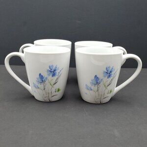 Tabletops Unlimited Gallery Wildflower Mugs White Porcelain Mugs Blue Flowers